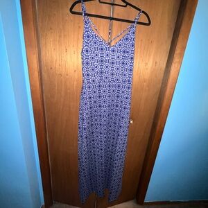 Market & Spruce Blue and White Patterned Maxi Dress